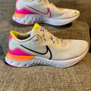 Nike Women's Renew Running shoes  Size 7.5 White/Pink/Orange/Yellow/Black